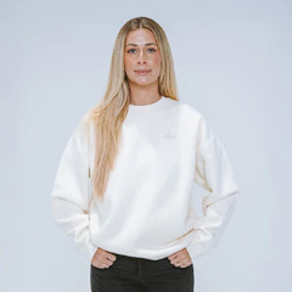 HUEGA HOUSE Women's Essential Crewneck Pullover Size XL In Bone